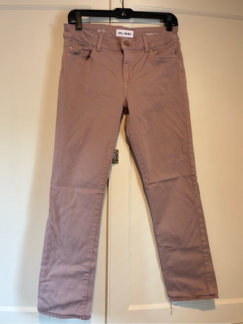 DL 1961 Dusty Rose Mara Straight Ankle Mid-Rise Jeans